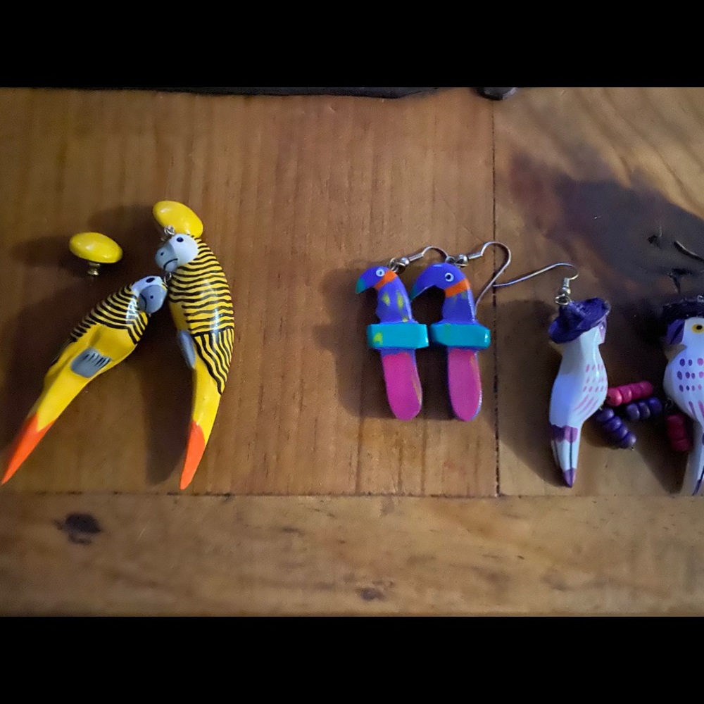 3 pairs of Colorful bird earrings